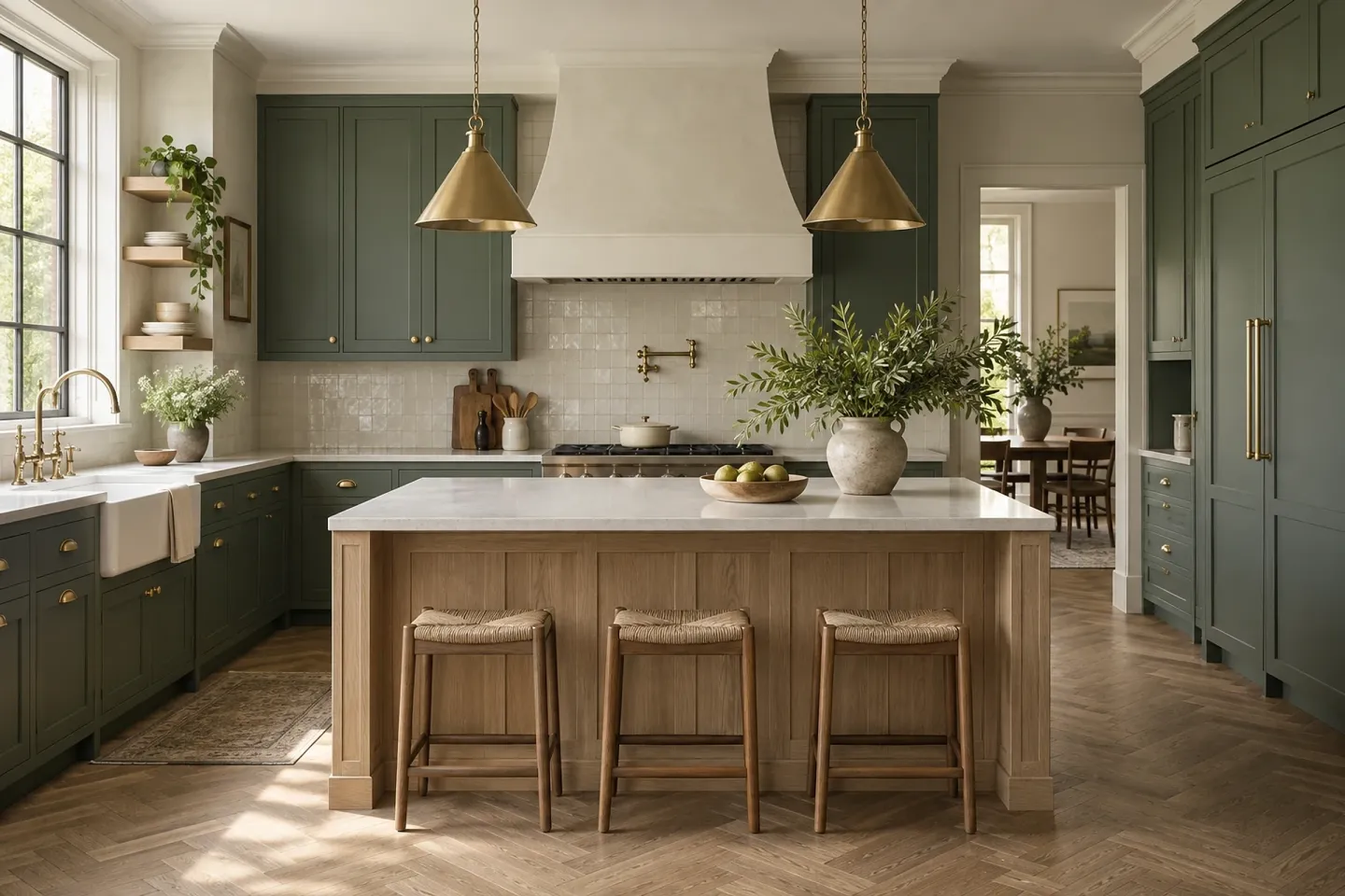 Sage green shaker kitchen